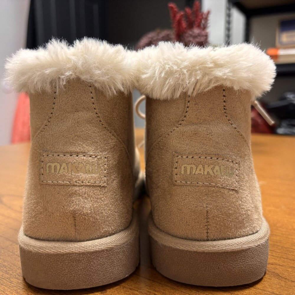 Makalu Faux Suede Fur-Lined Ankle Boots Lace-Up Women's size 7.5 regular - Picture 4 of 7
